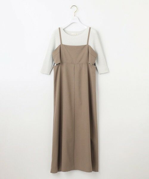 L size ONWARD(大きいサイズ) / エルサイズオンワード セットアップ | 【洗える・2SET】カットデザインスタイルアップ ワンピース×ニット | 詳細10