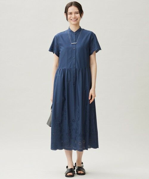 L size ONWARD(大きいサイズ) / エルサイズオンワード ミニ丈・ひざ丈ワンピース | 【17号サイズまで展開・カタログ掲載・接触冷感・洗える】エンブロイダリーローンシャツ ワンピース | 詳細1
