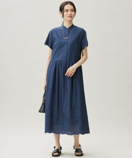 L size ONWARD(大きいサイズ) / エルサイズオンワード ミニ丈・ひざ丈ワンピース | 【17号サイズまで展開・カタログ掲載・接触冷感・洗える】エンブロイダリーローンシャツ ワンピース | 詳細2