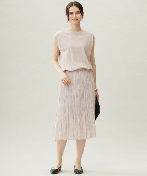 L size ONWARD(大きいサイズ) / エルサイズオンワード ロング・マキシ丈ワンピース | ジョーゼットプリーツコンビ ワンピース | 詳細1