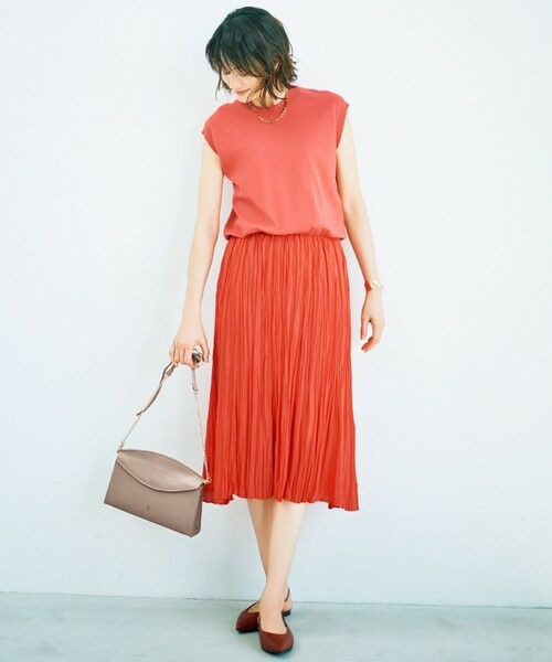 L size ONWARD(大きいサイズ) / エルサイズオンワード ロング・マキシ丈ワンピース | 【カタログ掲載・洗える】ジョーゼットプリーツコンビ ワンピース | 詳細9