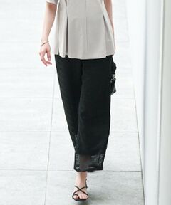 L size ONWARD(大きいサイズ) / エルサイズオンワード その他パンツ | スクエアチェックレノクロス ワイドストレートパンツ