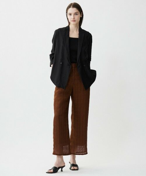 L size ONWARD(大きいサイズ) / エルサイズオンワード その他パンツ | スクエアチェックレノクロス ワイドストレートパンツ | 詳細1