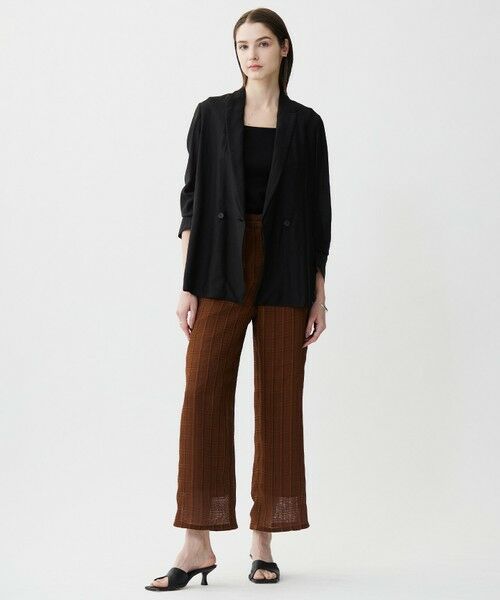 L size ONWARD(大きいサイズ) / エルサイズオンワード その他パンツ | スクエアチェックレノクロス ワイドストレートパンツ | 詳細2