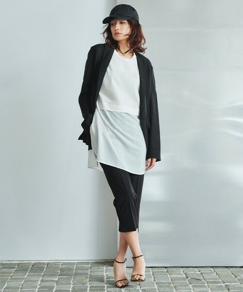 L size ONWARD(大きいサイズ) / エルサイズオンワード その他パンツ | 【洗える】トリアセドライストレッチ クロップドパンツ | 詳細1