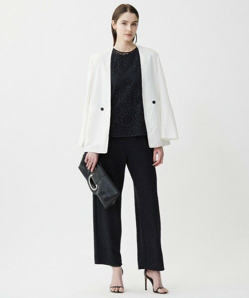 L size ONWARD(大きいサイズ) / エルサイズオンワード その他パンツ | 【洗える】 シャイニーラメジャガード セミワイドパンツ | 詳細3