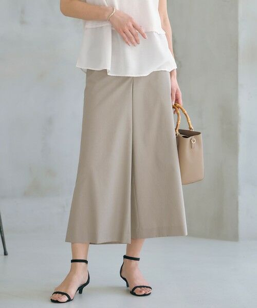 L size ONWARD(大きいサイズ) / エルサイズオンワード その他パンツ | 【洗える】ソフトシャンブレー クロップド パンツ(モカ系)