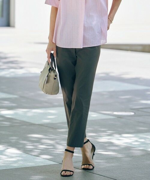 L size ONWARD(大きいサイズ)/エルサイズオンワード 【洗える】セルロースリネンストレッチ テーパード パンツ スレート系 T13 L size ONWARD(大きいサイズ)/エルサイズオンワード 【洗える】セルロースリネンストレッチ テーパード パンツ スレート系 T13