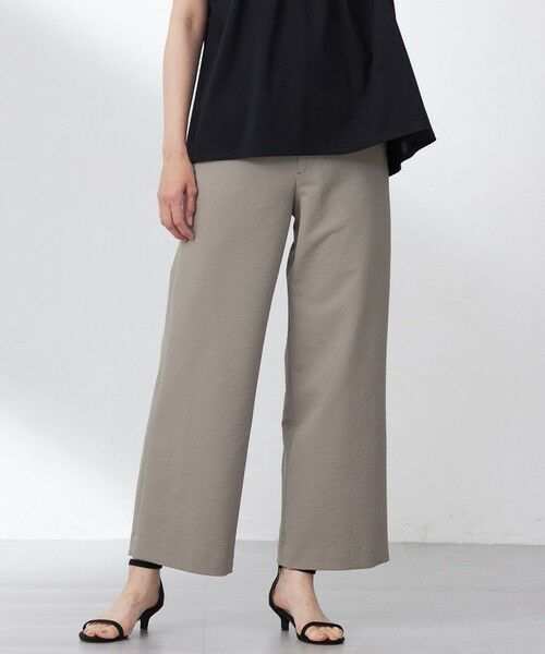 L size ONWARD(大きいサイズ) / エルサイズオンワード その他パンツ | 【洗える・吸水速乾】DRYライトサッカー ワイド パンツ(モカ系)