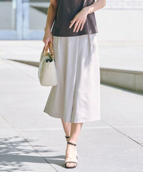 L size ONWARD(大きいサイズ)/エルサイズオンワード 【洗える】Crispyツイル クロップド パンツ ベージュ系 T15