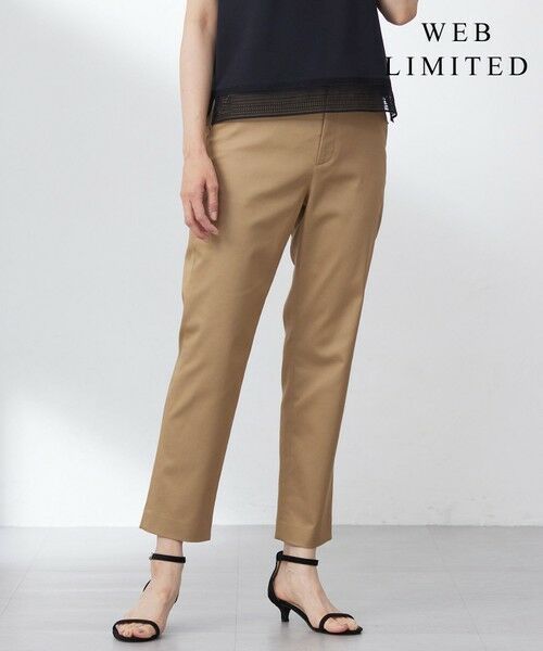 L size ONWARD(大きいサイズ) / エルサイズオンワード その他パンツ | 【WEB限定・洗える】シャンブレーサテン テーパード パンツ(【WEB限定】キャメル系)