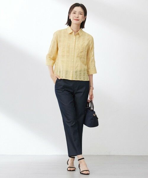 L size ONWARD(大きいサイズ) / エルサイズオンワード その他パンツ | 【WEB限定・洗える】シャンブレーサテン テーパード パンツ | 詳細28