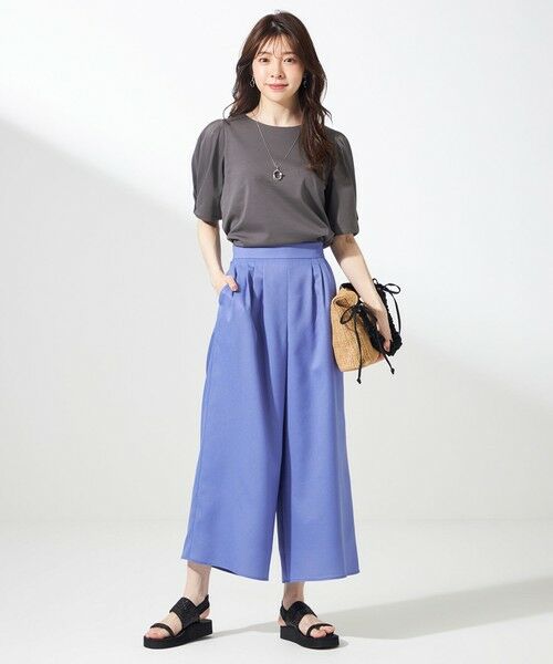 L size ONWARD(大きいサイズ) / エルサイズオンワード その他パンツ | 【接触冷感・UVカット・速乾】スムージーポリエステルタックフレア パンツ | 詳細2