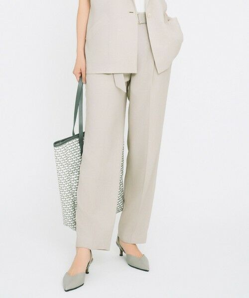 L size ONWARD(大きいサイズ) / エルサイズオンワード その他パンツ | 【カタログ掲載・セットアップ対応・接触冷感・UVカット・洗える】ライトリネンライクテーパード パンツ(サンドベージュ)