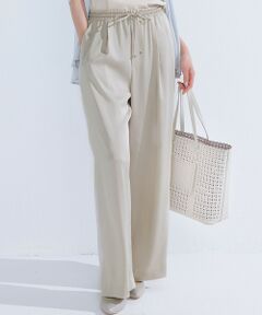 L size ONWARD(大きいサイズ) / エルサイズオンワード その他パンツ | 【Oggi9月号掲載/撥水加工】スムースサテン タック ワイド パンツ