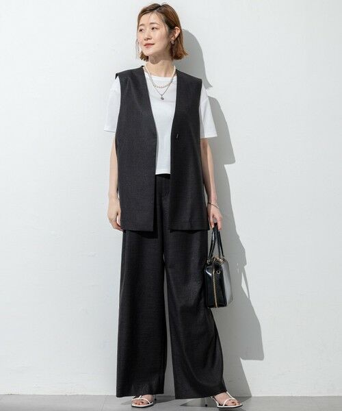 L size ONWARD(大きいサイズ) / エルサイズオンワード その他パンツ | 【洗える】トリアセスラブストレッチ ワイド パンツ | 詳細4