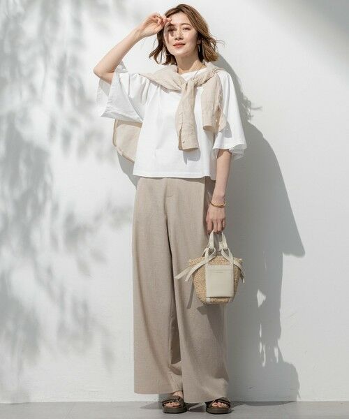 L size ONWARD(大きいサイズ) / エルサイズオンワード その他パンツ | 【洗える】トリアセスラブストレッチ ワイド パンツ | 詳細20