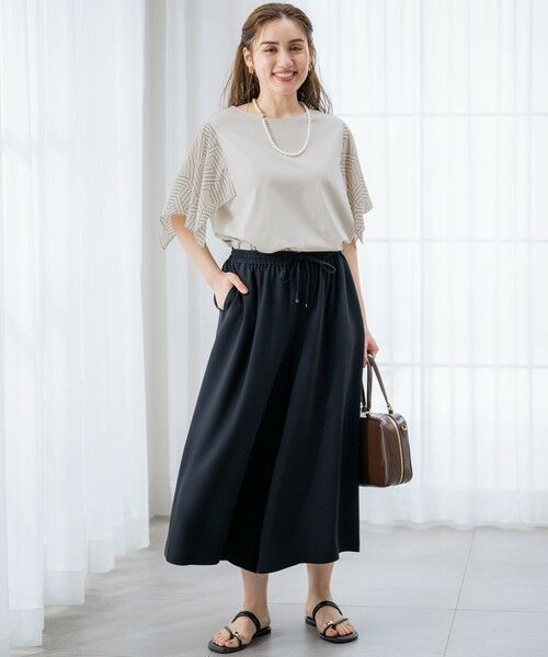 L size ONWARD(大きいサイズ) / エルサイズオンワード その他パンツ | 【Lサイズ限定/吸水速乾/UVカット/接触冷感/】ストレッチジョーゼット ガウチョパンツ | 詳細3