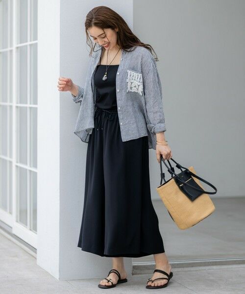 L size ONWARD(大きいサイズ) / エルサイズオンワード その他パンツ | 【Lサイズ限定/吸水速乾/UVカット/接触冷感/】ストレッチジョーゼット ガウチョパンツ | 詳細8