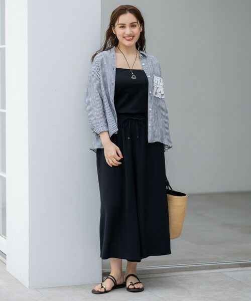 L size ONWARD(大きいサイズ) / エルサイズオンワード その他パンツ | 【Lサイズ限定/吸水速乾/UVカット/接触冷感/】ストレッチジョーゼット ガウチョパンツ | 詳細9