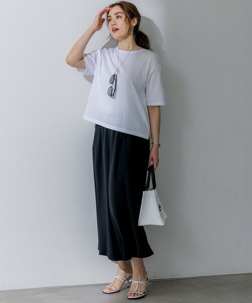 L size ONWARD(大きいサイズ) / エルサイズオンワード その他パンツ | 【Lサイズ限定/吸水速乾/UVカット/接触冷感/】ストレッチジョーゼット ガウチョパンツ | 詳細2