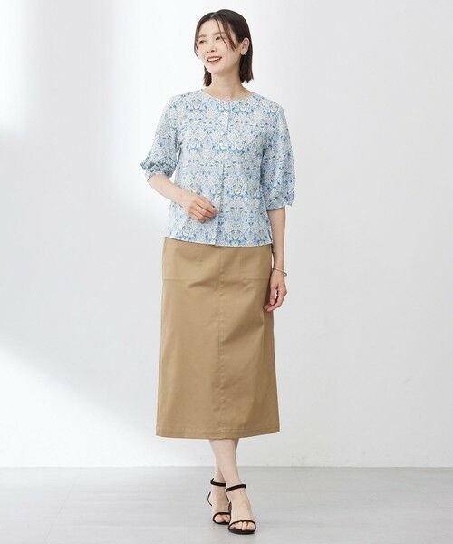 L size ONWARD(大きいサイズ) / エルサイズオンワード ミニ・ひざ丈スカート | 【洗える】シャンブレーサテン ナロー スカート | 詳細10