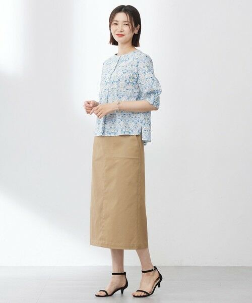 L size ONWARD(大きいサイズ) / エルサイズオンワード ミニ・ひざ丈スカート | 【洗える】シャンブレーサテン ナロー スカート | 詳細11