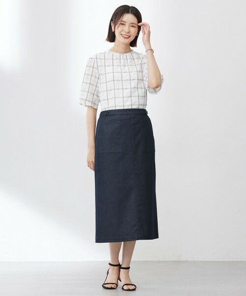 L size ONWARD(大きいサイズ) / エルサイズオンワード ミニ・ひざ丈スカート | 【洗える】シャンブレーサテン ナロー スカート | 詳細24