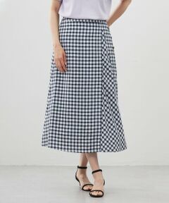 L size ONWARD(大きいサイズ) / エルサイズオンワード ミニ・ひざ丈スカート | 【洗える】アセVisギンガム フレアー スカート