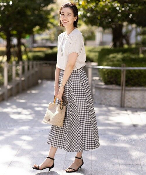 L size ONWARD(大きいサイズ) / エルサイズオンワード ミニ・ひざ丈スカート | 【洗える】アセVisギンガム フレアー スカート | 詳細2