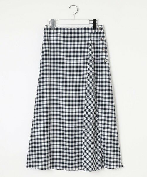 L size ONWARD(大きいサイズ) / エルサイズオンワード ミニ・ひざ丈スカート | 【洗える】アセVisギンガム フレアー スカート | 詳細13