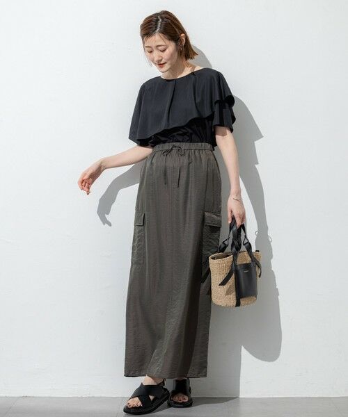 L size ONWARD(大きいサイズ) / エルサイズオンワード ミニ・ひざ丈スカート | 【SLOW/一部店舗限定】ブライトヴィンテージクロス Iライン スカート | 詳細2