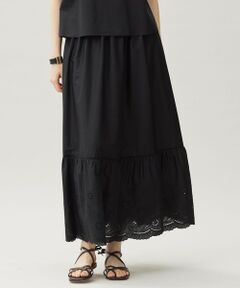 L size ONWARD(大きいサイズ) / エルサイズオンワード ミニ・ひざ丈スカート | 【カタログ掲載・接触冷感・洗える】エンブロイダリーローンティアード スカート