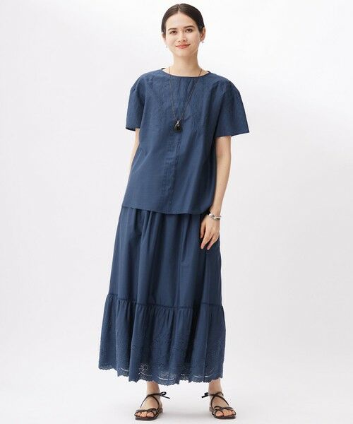 L size ONWARD(大きいサイズ) / エルサイズオンワード ミニ・ひざ丈スカート | 【カタログ掲載・接触冷感・洗える】エンブロイダリーローンティアード スカート | 詳細6