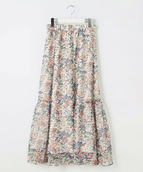 L size ONWARD(大きいサイズ) / エルサイズオンワード ミニ・ひざ丈スカート | 【セットアップ対応・洗える】ボタニカルフラワープリントティアード スカート | 詳細6