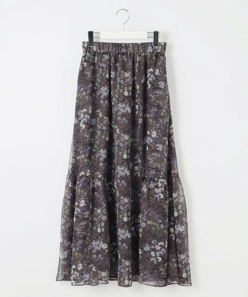 L size ONWARD(大きいサイズ) / エルサイズオンワード ミニ・ひざ丈スカート | 【セットアップ対応・洗える】ボタニカルフラワープリントティアード スカート | 詳細14