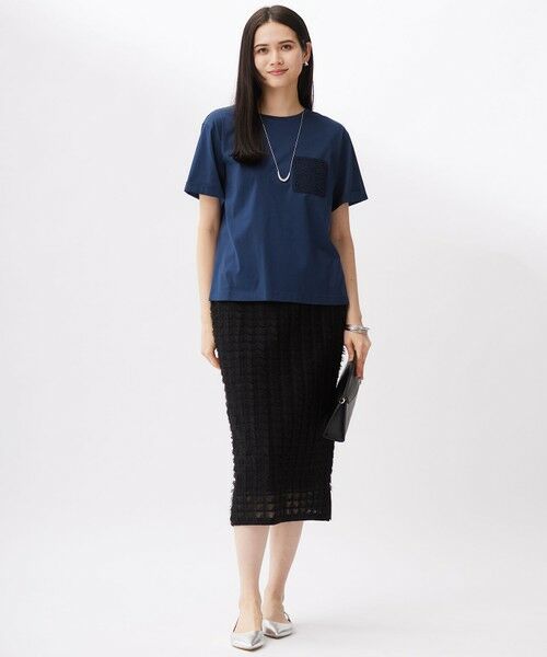 L size ONWARD(大きいサイズ) / エルサイズオンワード ミニ・ひざ丈スカート | 【セットアップ対応・洗える】シアーカットジャカード スカート | 詳細9