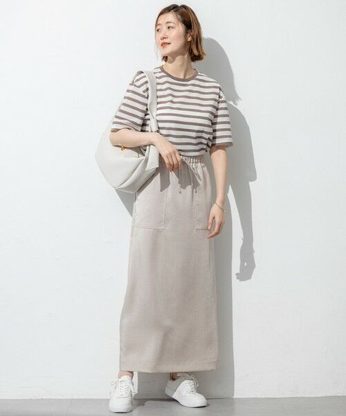 L size ONWARD(大きいサイズ) / エルサイズオンワード ミニ・ひざ丈スカート | 【撥水加工/洗える】スムースサテン Iライン スカート | 詳細28