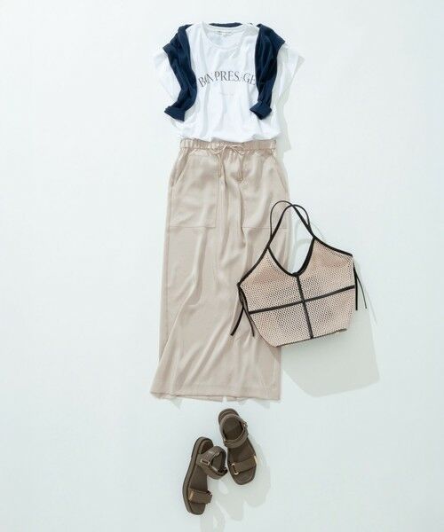 L size ONWARD(大きいサイズ) / エルサイズオンワード ミニ・ひざ丈スカート | 【撥水加工/洗える】スムースサテン Iライン スカート | 詳細30