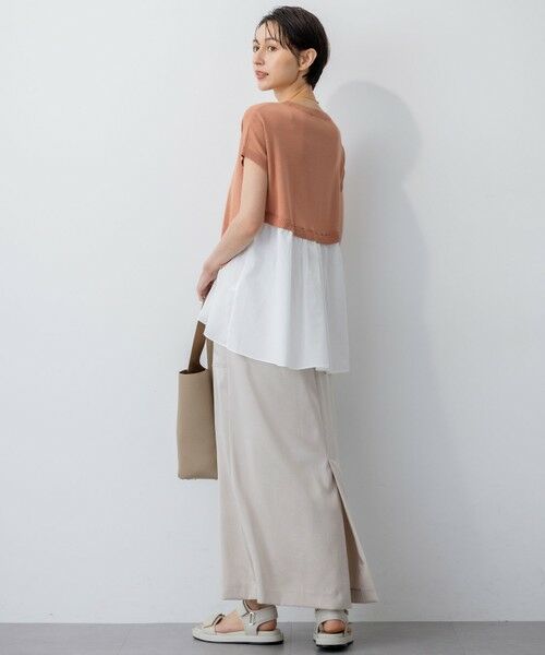 L size ONWARD(大きいサイズ) / エルサイズオンワード ミニ・ひざ丈スカート | 【撥水加工/洗える】スムースサテン Iライン スカート | 詳細24