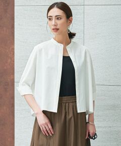 L size ONWARD(大きいサイズ) / エルサイズオンワード シャツ・ブラウス | 【接触冷感・UVカット・洗える】ヴィンテージスパンブロード バンドカラーシャツ