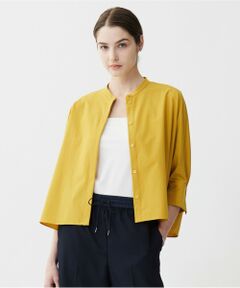 L size ONWARD(大きいサイズ) / エルサイズオンワード シャツ・ブラウス | 【接触冷感・UVカット・洗える】ヴィンテージスパンブロード バンドカラーシャツ