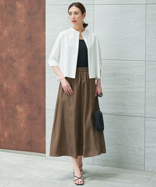 L size ONWARD(大きいサイズ) / エルサイズオンワード シャツ・ブラウス | 【接触冷感・UVカット・洗える】ヴィンテージスパンブロード バンドカラーシャツ | 詳細1