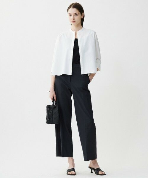 L size ONWARD(大きいサイズ) / エルサイズオンワード シャツ・ブラウス | 【接触冷感・UVカット・洗える】ヴィンテージスパンブロード バンドカラーシャツ | 詳細3