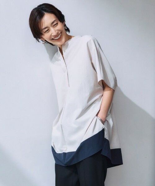 L size ONWARD(大きいサイズ) / エルサイズオンワード シャツ・ブラウス | 【接触冷感・UVカット・洗える】 RENUソフトタイプライター ブラウス(トープ系)