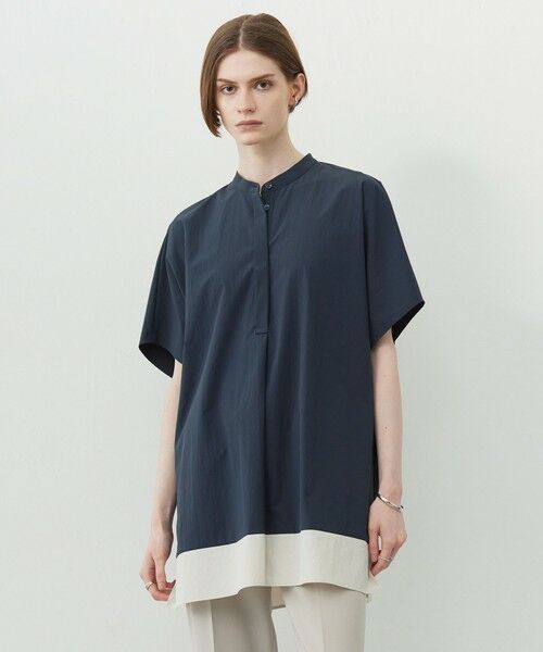 L size ONWARD(大きいサイズ) / エルサイズオンワード シャツ・ブラウス | 【接触冷感・UVカット・洗える】 RENUソフトタイプライター ブラウス(ネイビー系)