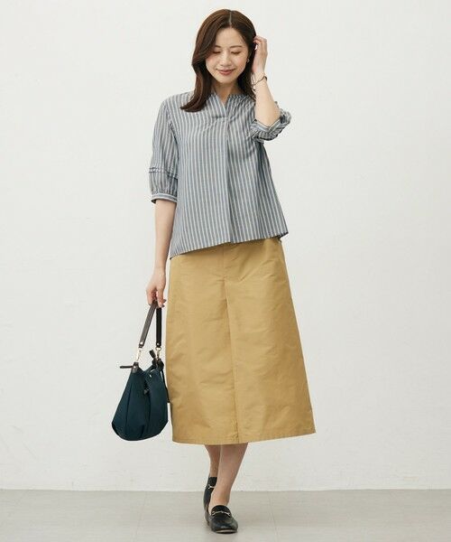 L size ONWARD(大きいサイズ) / エルサイズオンワード シャツ・ブラウス | 【洗える】ウォッシャブルキュプラツイル キーネック ブラウス | 詳細1