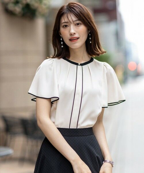 L size ONWARD(大きいサイズ) / エルサイズオンワード シャツ・ブラウス | 【洗える】バイカラーフレア ブラウス | 詳細2