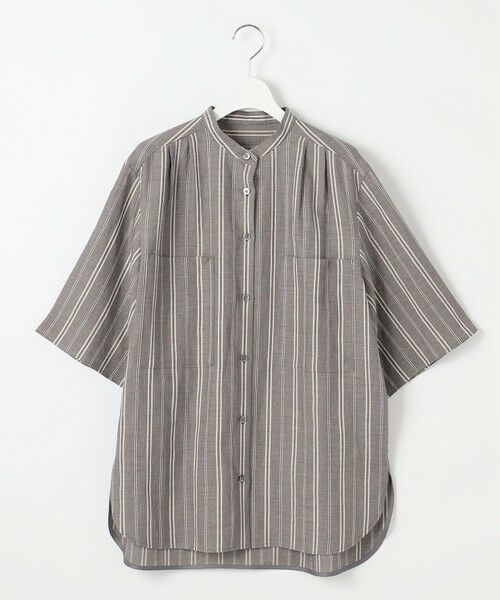 L size ONWARD(大きいサイズ) / エルサイズオンワード シャツ・ブラウス | 【カタログ掲載・セットアップ対応・洗える】リネンビスコースストライプ シャツ | 詳細9