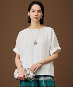 L size ONWARD(大きいサイズ) / エルサイズオンワード シャツ・ブラウス | 【人気素材・新色追加】ラスティックメッシュドルマンスリーブ Tブラウス